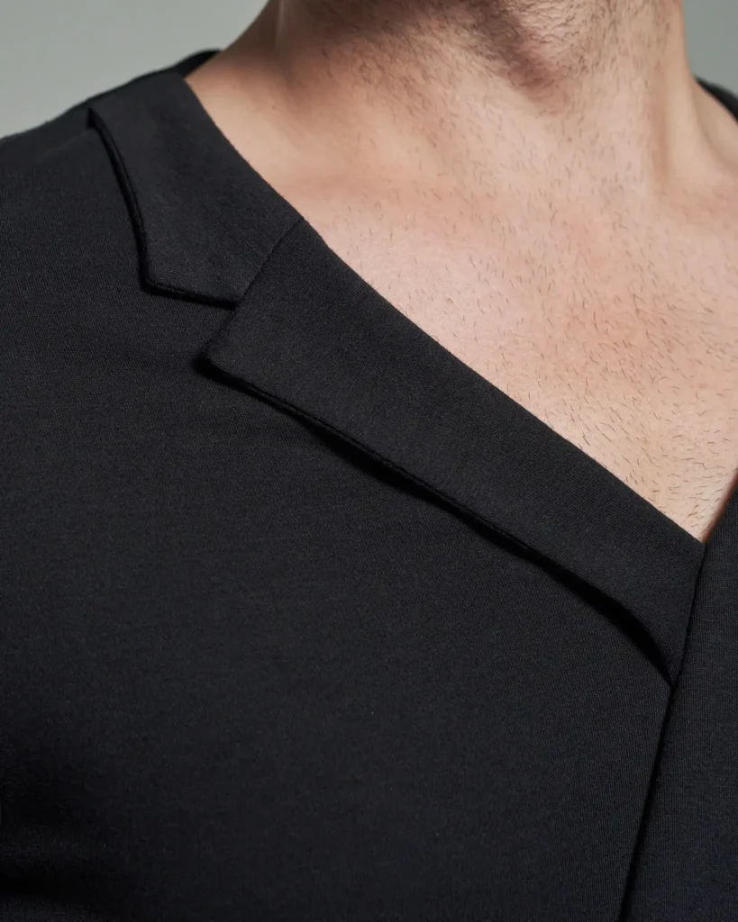 Asymmetric Lapel T-Shirt with Folded Panel | Shop Now