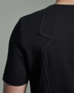 Slim Fit Asymmetric Lapel T-Shirt with Folded Panel