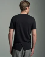 Slim Fit Asymmetric Lapel T-Shirt with Folded Panel