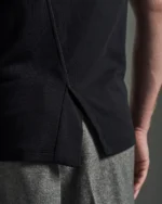 Slim Fit Asymmetric Lapel T-Shirt with Folded Panel