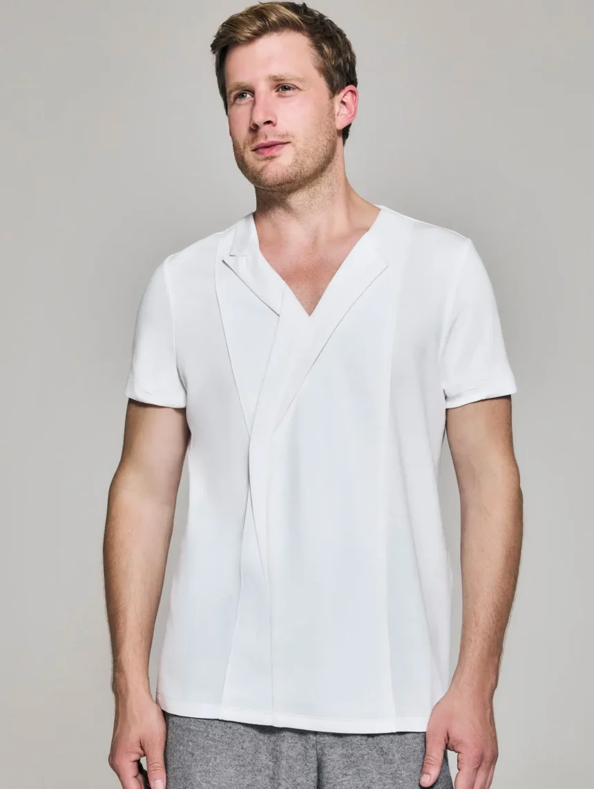 Style No: 0073 | Asymmetric Lapels Twist Cotton T-Shirt