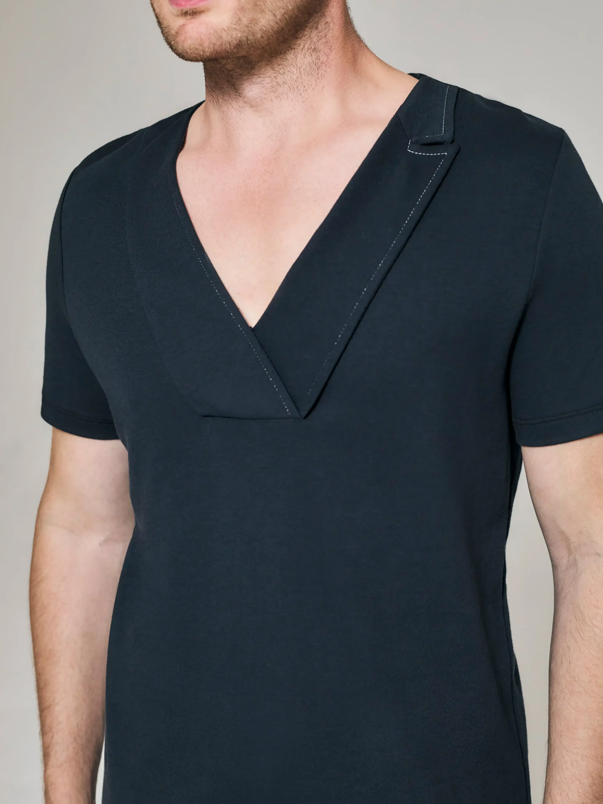 WR_Web_Ecom_0037B-1 Style No: 0037 | Folded Lapel Cotton T-Shirt - Image 1