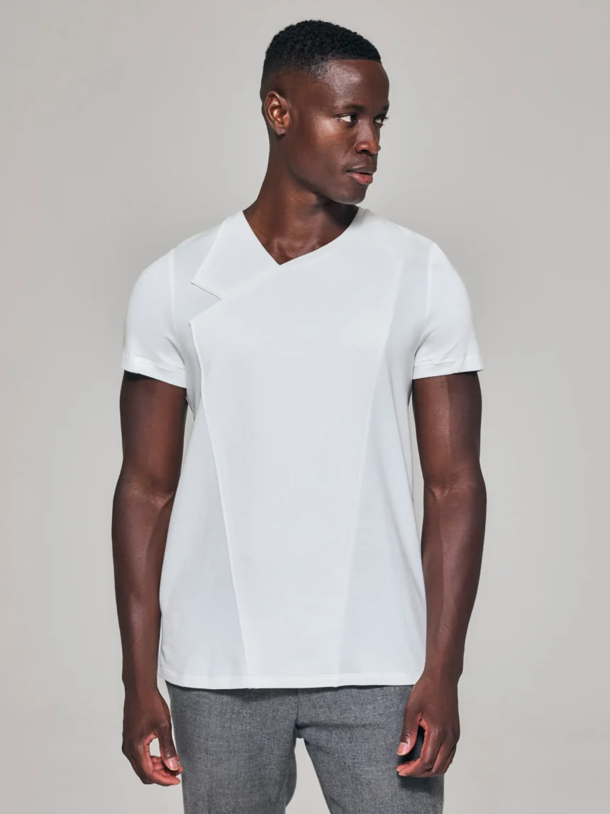 Style No: 0068 | Lapel Appliqué Front Cotton T-Shirt