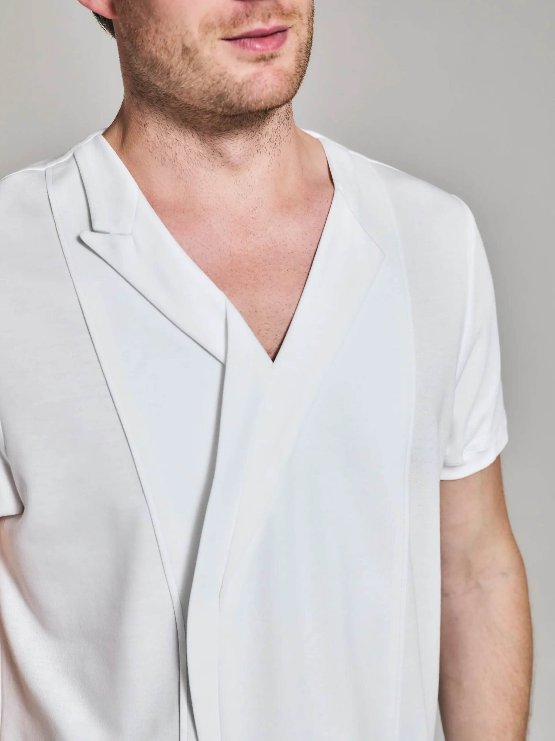 WR_Web_Ecom_0073W-2 Style No: 0073 | Asymmetric Lapels Twist Cotton T-Shirt - Image 1