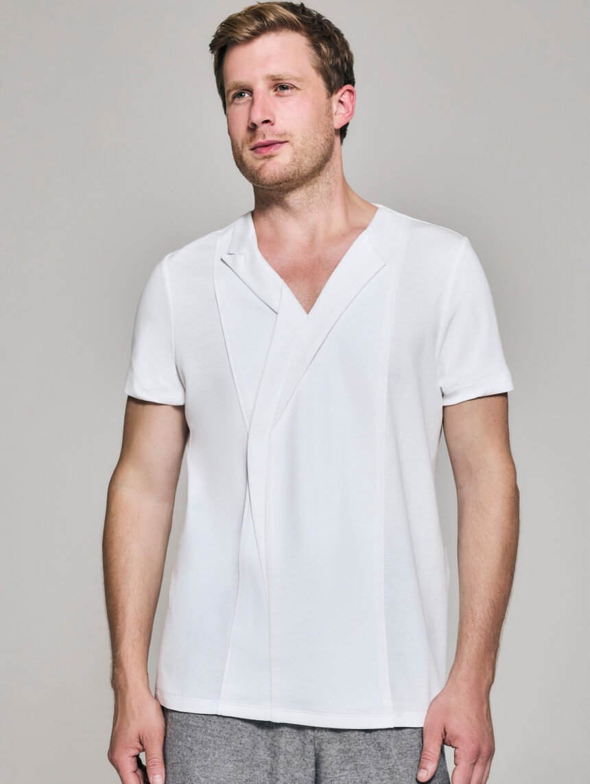 Style No: 0073 | Asymmetric Lapels Twist Cotton T-Shirt
